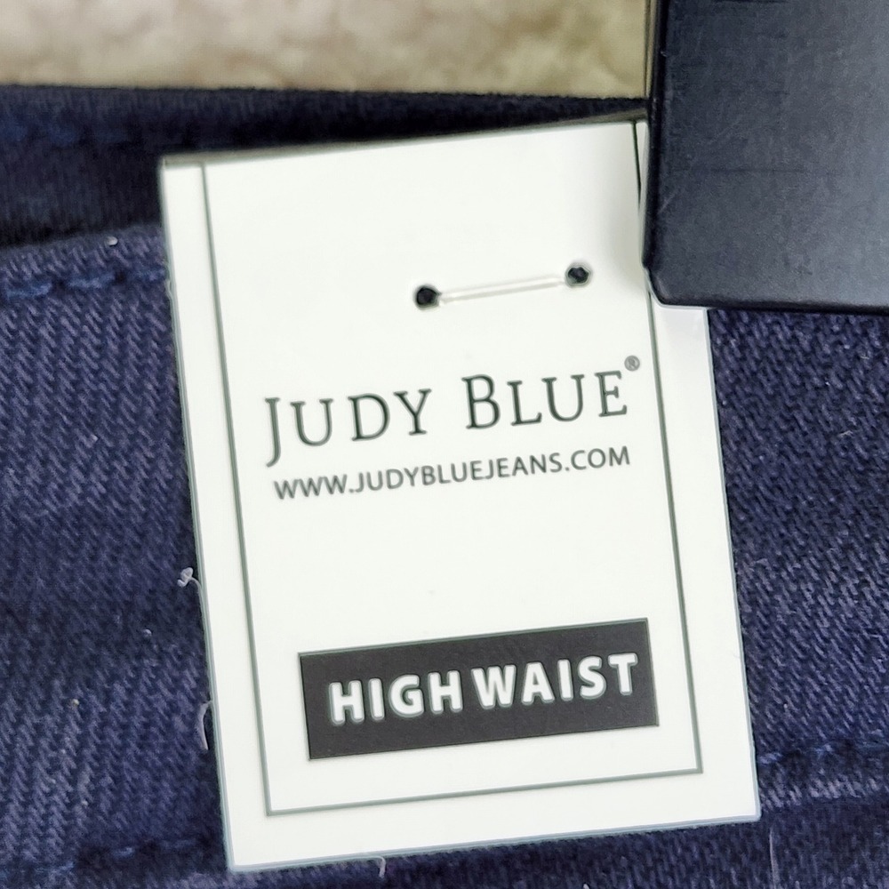 Judy Blue High Waist Tummy Control Cuffed Denim Shorts Navy JB150270 Women M - Picture 4 of 11